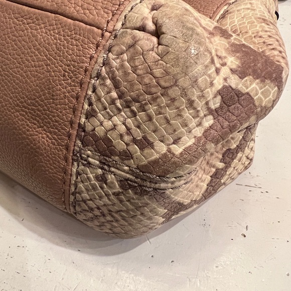 Coach Brown & Tan Python-Print Leather Shoulder Bag - Picture 4 of 13